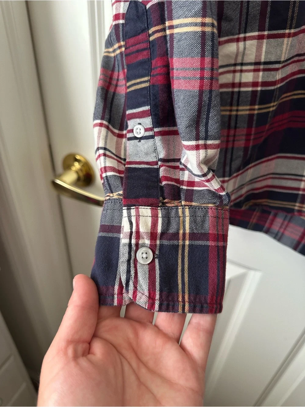 J. Crew Slim Flex Oxford Button Down Shirt Mens Large Plaid Long Sleeve